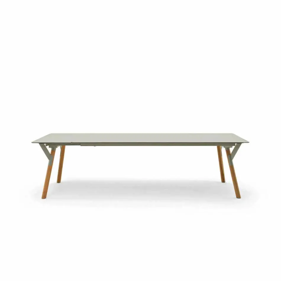 Varaschin Link estendendo mesa de jardim com pernas de teca, H65 cm Viadurini