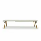 Varaschin Link estendendo mesa de jardim com pernas de teca, H65 cm Viadurini