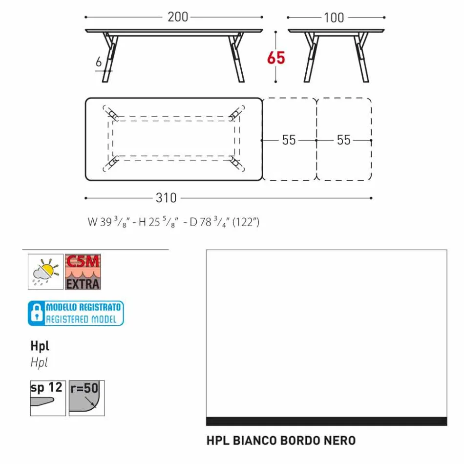 Varaschin Link estendendo mesa de jardim com pernas de teca, H65 cm Viadurini