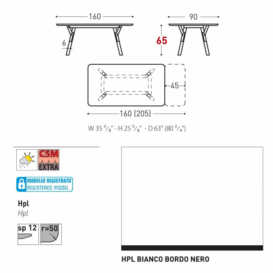 Varaschin Link estendendo mesa de jardim com pernas de teca, H65 cm Viadurini