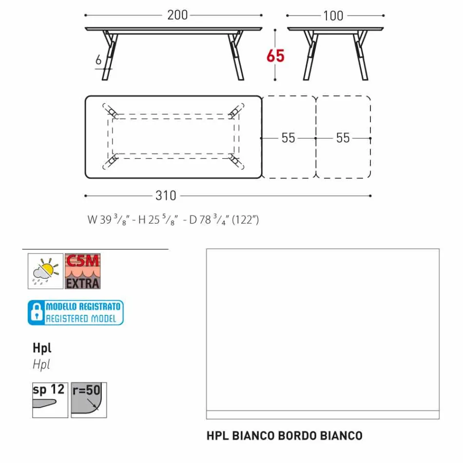 Varaschin Link mesa de jardim extensível H 65 cm, até 350 cm Viadurini