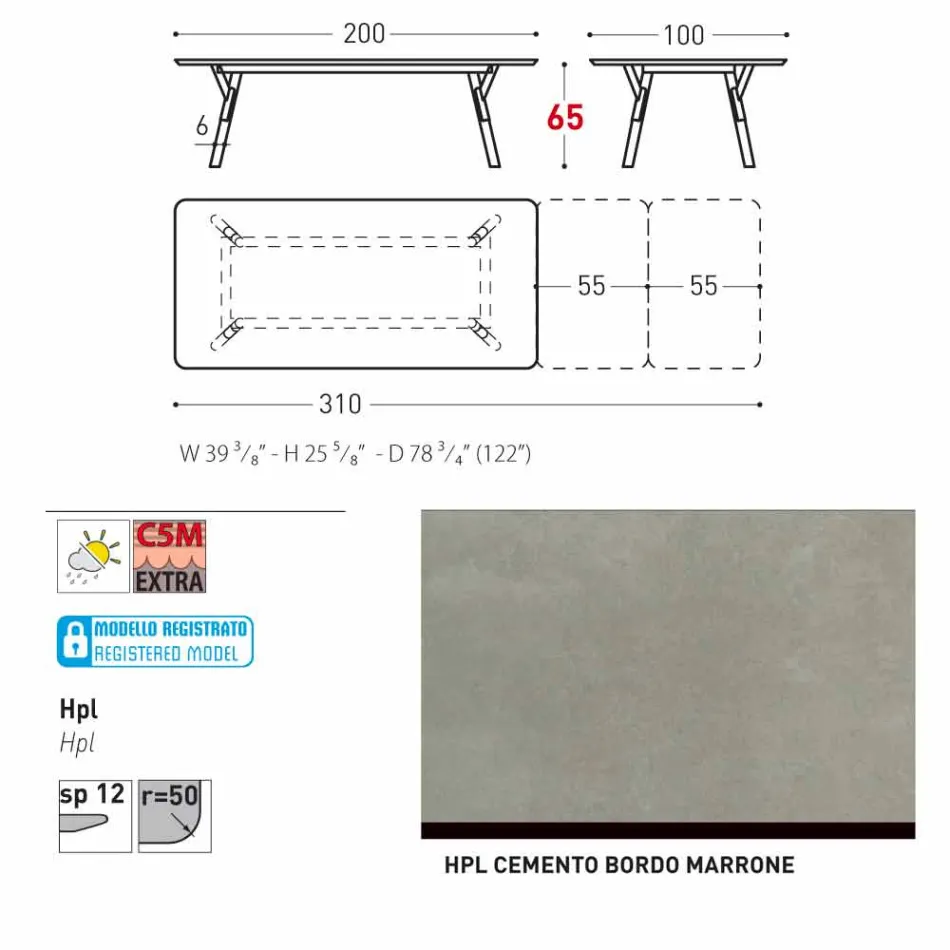 Varaschin Link mesa de jardim extensível H 65 cm, até 350 cm Viadurini