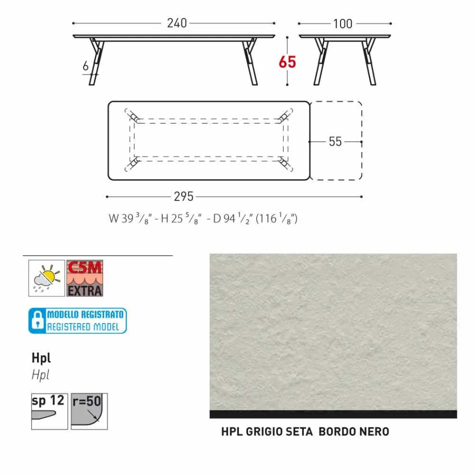 Varaschin Link mesa de jardim extensível H 65 cm, até 350 cm Viadurini