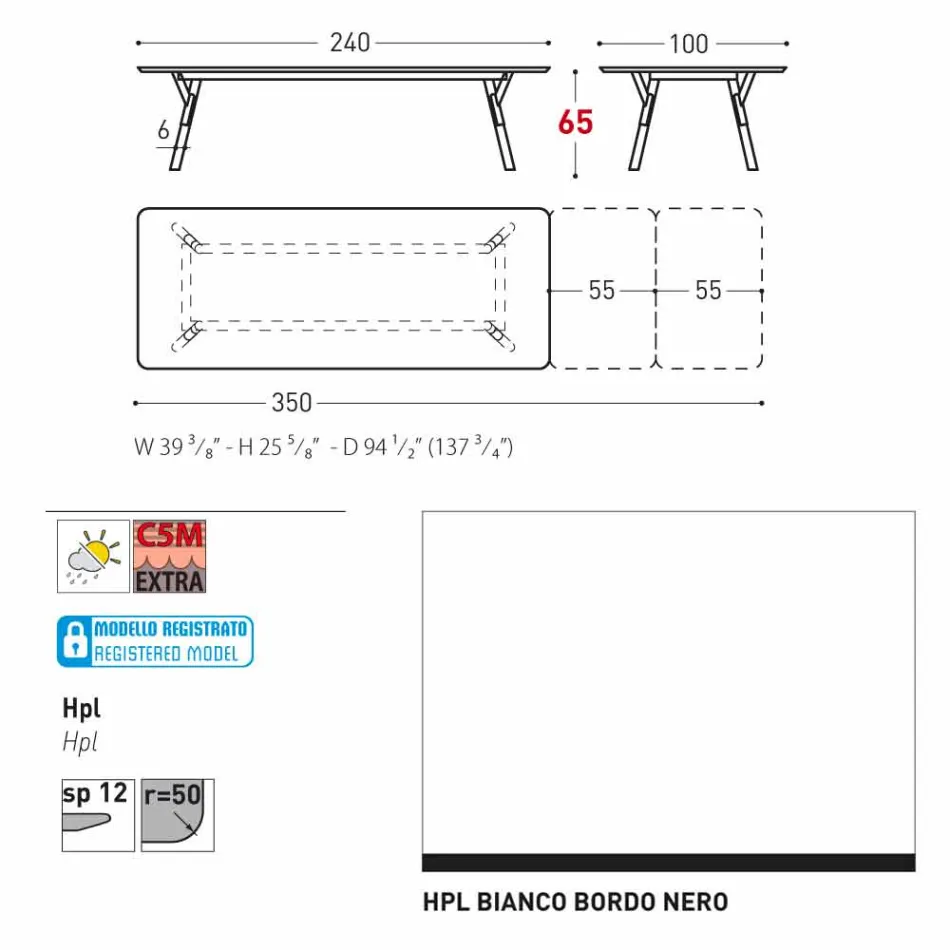 Varaschin Link mesa de jardim extensível H 65 cm, até 350 cm Viadurini