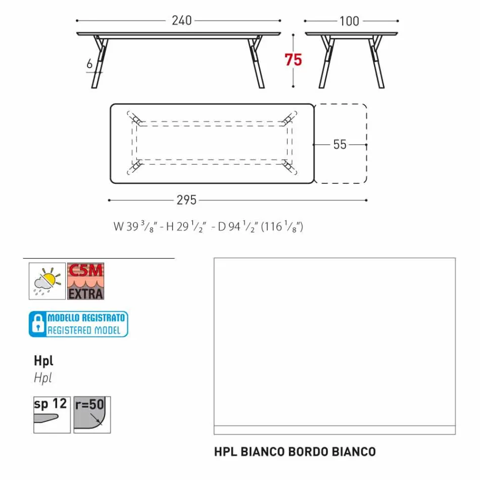 Varaschin Link mesa de jardim extensível com pés de teca, H75 cm Viadurini