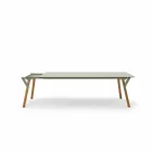 Varaschin Link mesa de jardim extensível com pés de teca, H75 cm Viadurini