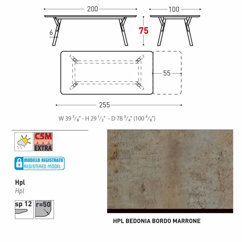 Varaschin Link mesa de jardim extensível com pés de teca, H75 cm Viadurini
