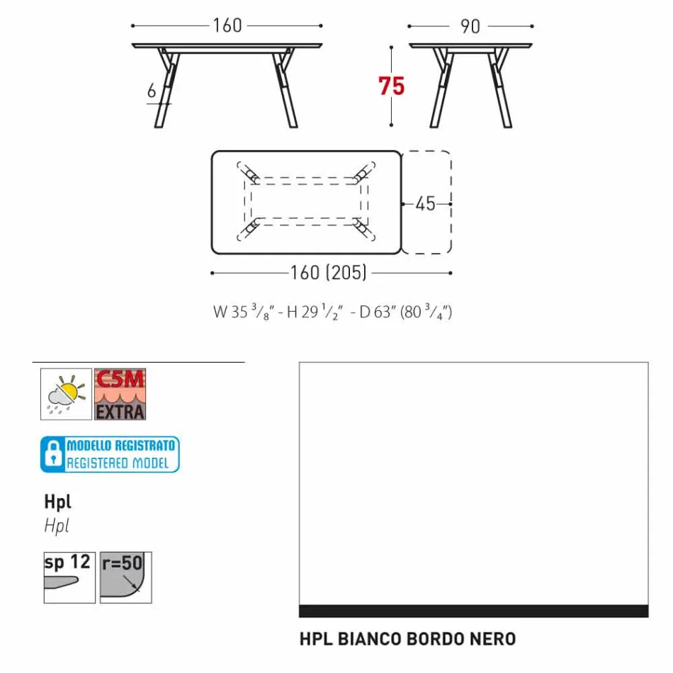 Varaschin Link mesa de jardim extensível com pés de teca, H75 cm Viadurini