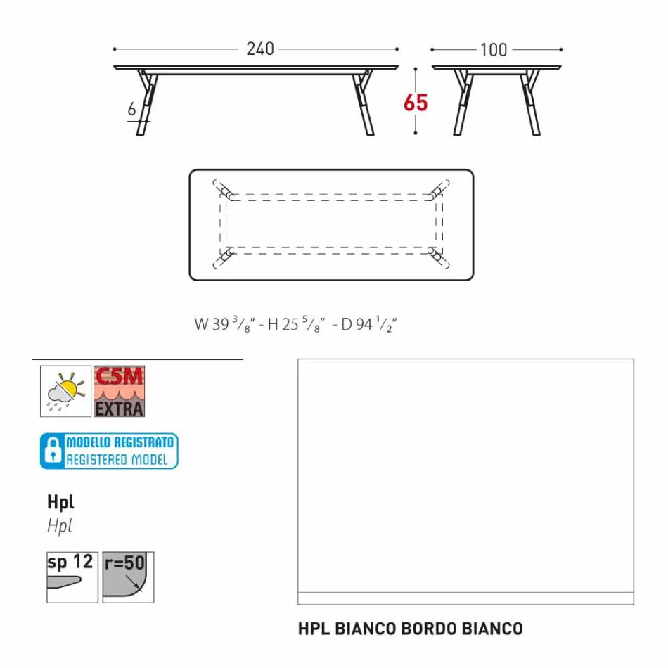 Varaschin Link mesa de jardim com pés em madeira de teca, H 65 cm Viadurini