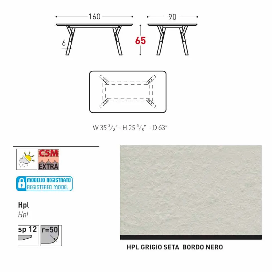 Varaschin Link mesa de jardim com pés em madeira de teca, H 65 cm Viadurini