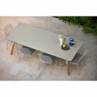 Varaschin Link mesa de jardim com pés em madeira de teca, H 75 cm Viadurini