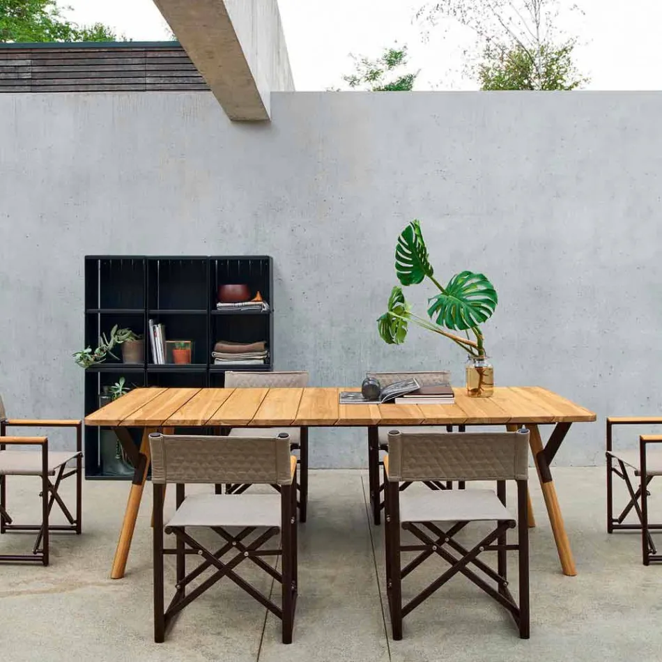 Varaschin Link mesa de jantar de madeira de teca para jardim H 75 cm Viadurini