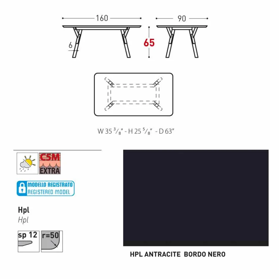 Varaschin Link mesa de jantar ao ar livre ou interior H 65 cm Viadurini