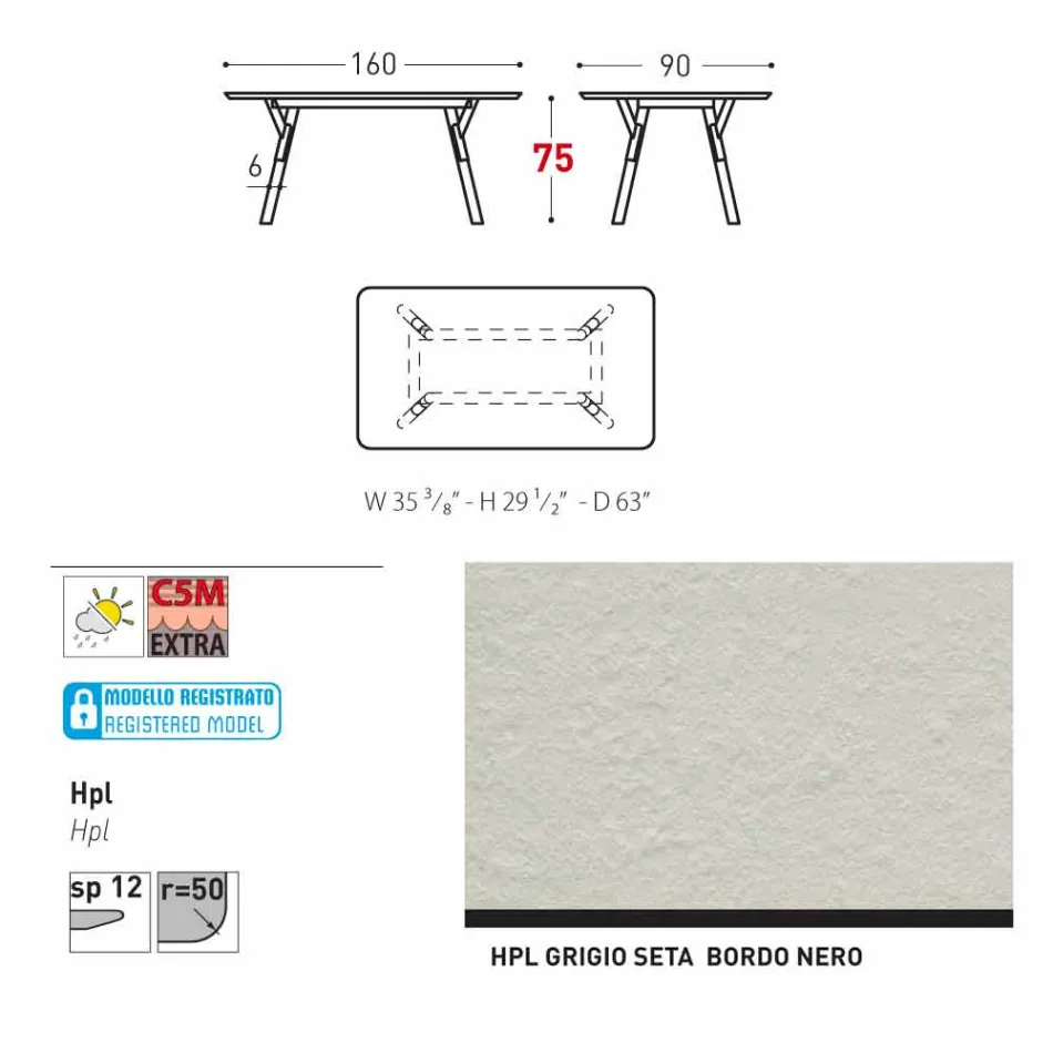 Varaschin Link jardim ou mesa de jantar coberta H 75 cm Viadurini