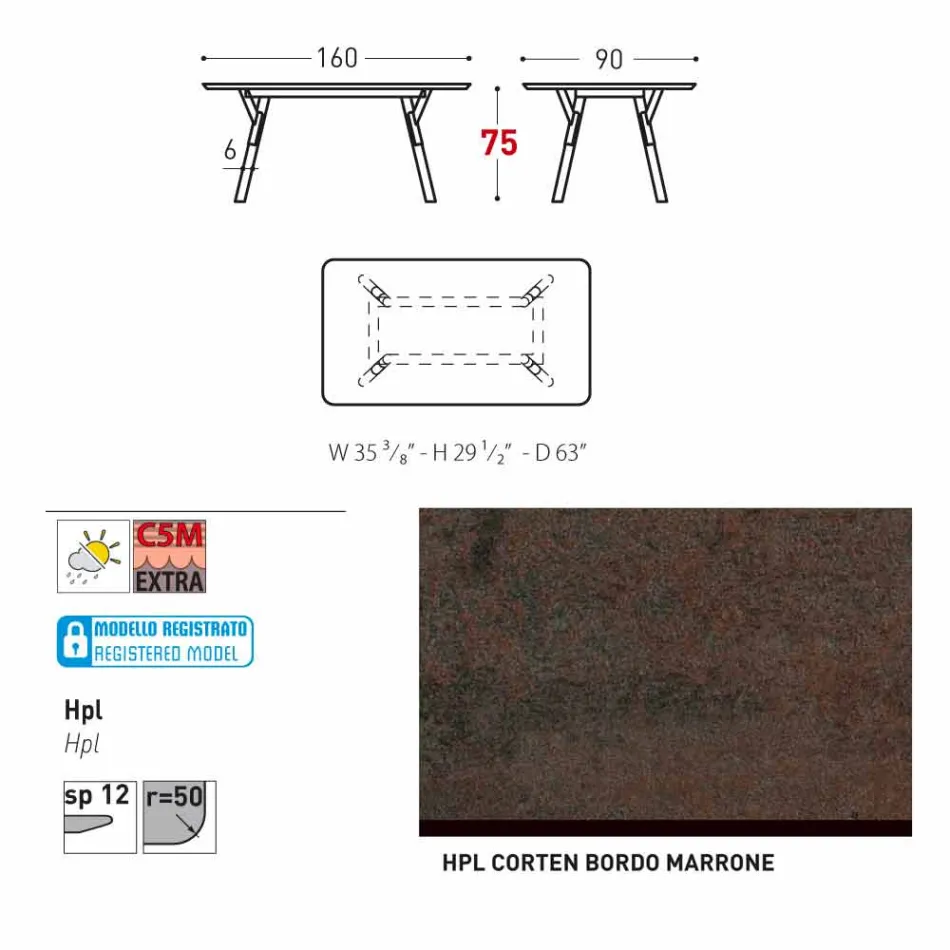 Varaschin Link jardim ou mesa de jantar coberta H 75 cm Viadurini