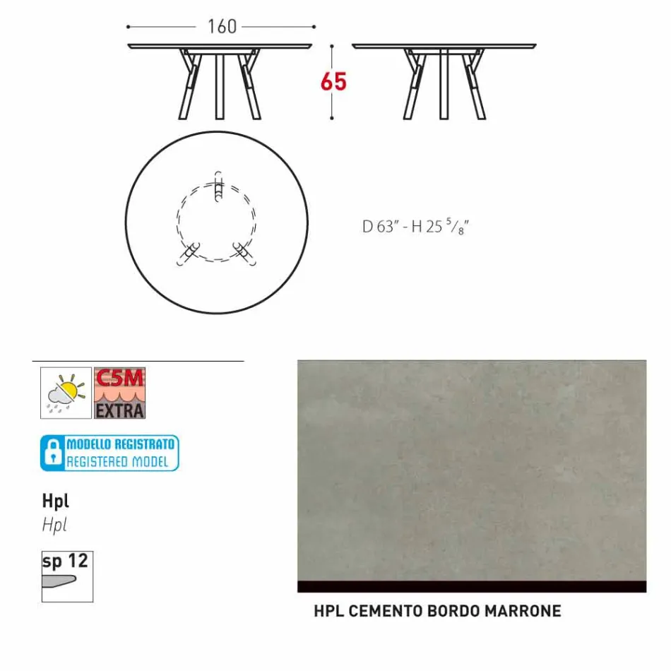 Varaschin Link mesa redonda / design de interiores, H 65 cm Viadurini