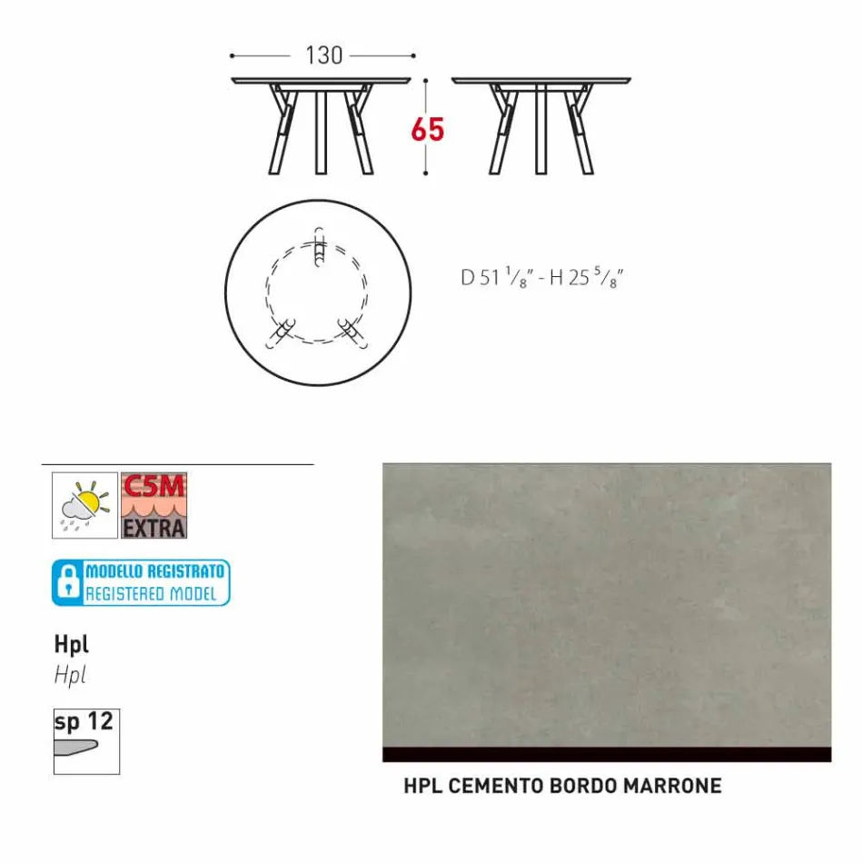 Varaschin Link mesa redonda / design de interiores, H 65 cm Viadurini