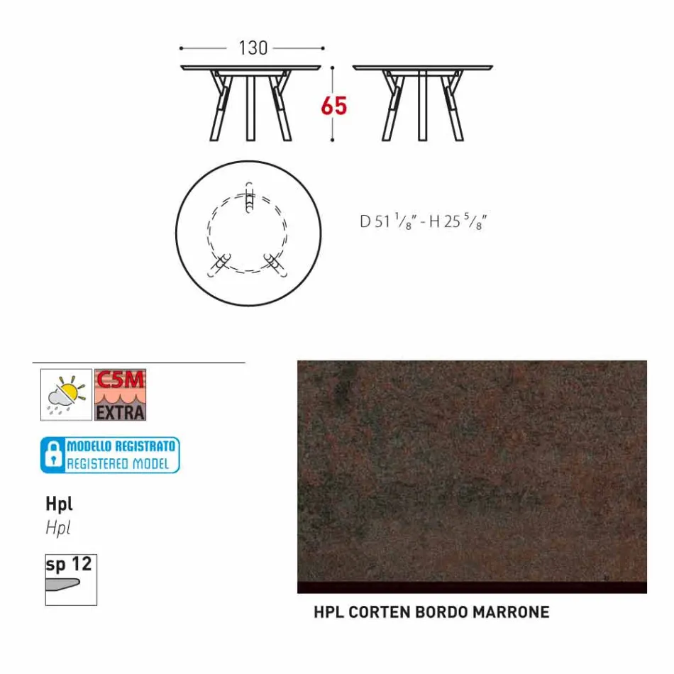 Varaschin Link mesa redonda / design de interiores, H 65 cm Viadurini