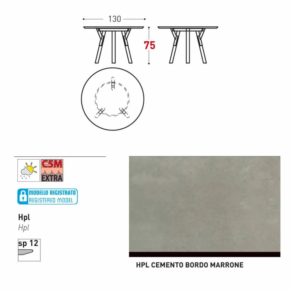 Varaschin Link mesa de jardim redonda contemporânea, H 75 cm Viadurini