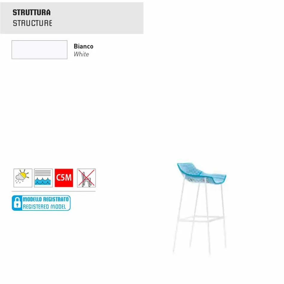 Banqueta Varaschin Summer Outdoor em aço e tecido Viadurini