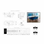 Banheira de ferro fundido autônomo pintado com pés de Diane Viadurini