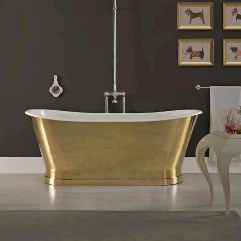banheira de ferro fundido design com tampa exterior Roy Brass Viadurini