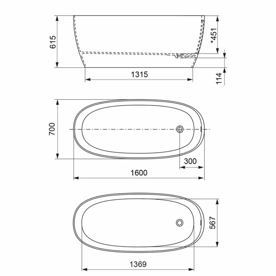 Banheira ereta livre, superfície contínua do projeto lustrosa / matte - véu Viadurini
