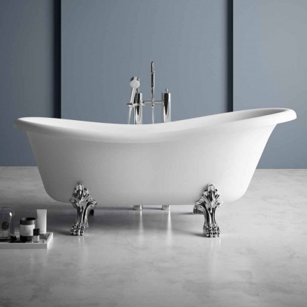 Banheira de pé livre, design vitoriano em superfície sólida - chuva Viadurini