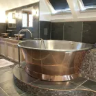 Banheira autônoma de cobre vintage, banhada a ferro branco Vanessa Viadurini