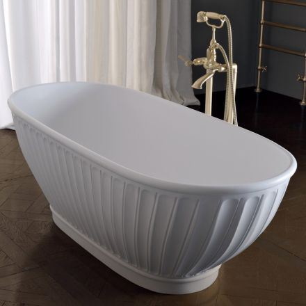 Banheira de superfície sólida com exterior branco fosco fabricada na Itália - Ross Viadurini