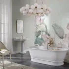 Banheira de superfície sólida com estouro integrado fabricada na Itália - Aurelio Viadurini