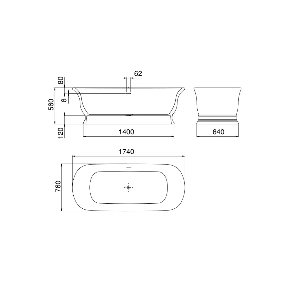 Banheira de superfície sólida com estouro integrado fabricada na Itália - Aurelio Viadurini