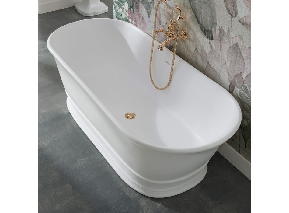 Banheira de superfície sólida com estouro integrado fabricada na Itália - Aurelio Viadurini