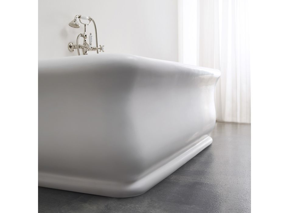 Banheira retangular de superfície sólida com cantos macios fabricada na Itália - Fulvio Viadurini