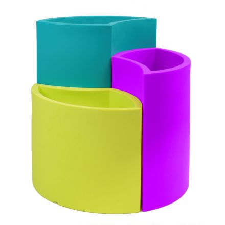 Vasos Modulares em Polietileno Colorido Made in Italy 3 Peças - Flowes Viadurini