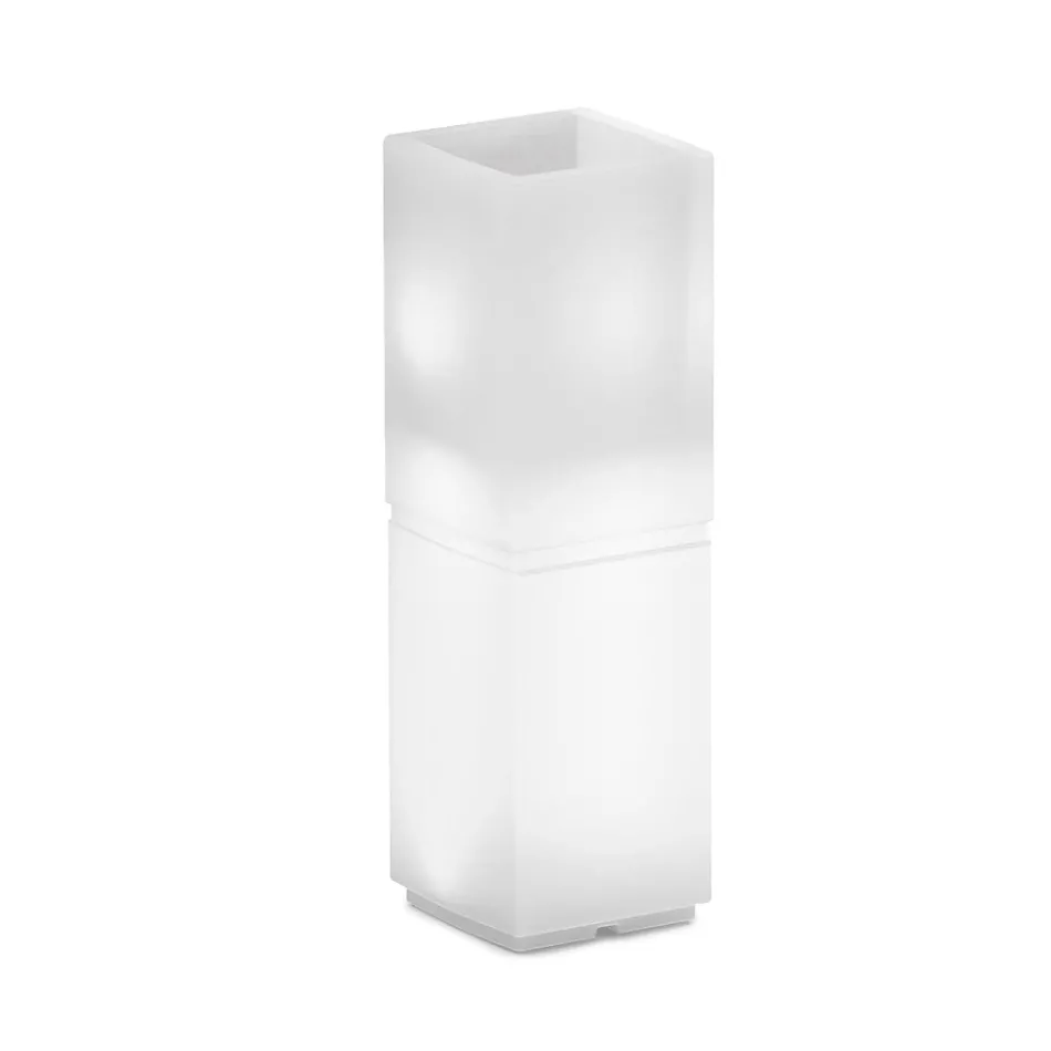 Lambo - Vaso de coluna iluminado para exterior em polietileno, fabricado na Itália. Viadurini