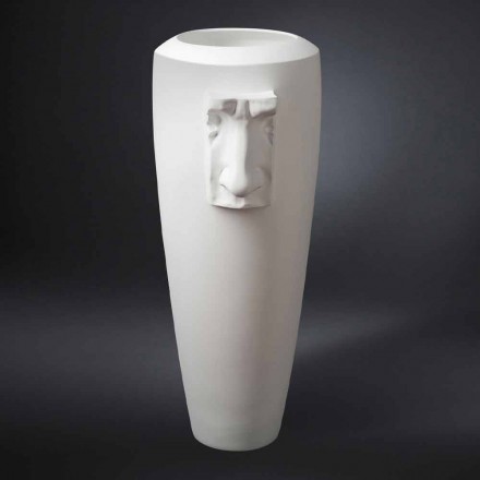Vaso alto para interior em cerâmica branca feita à mão na Itália - Capuano Viadurini