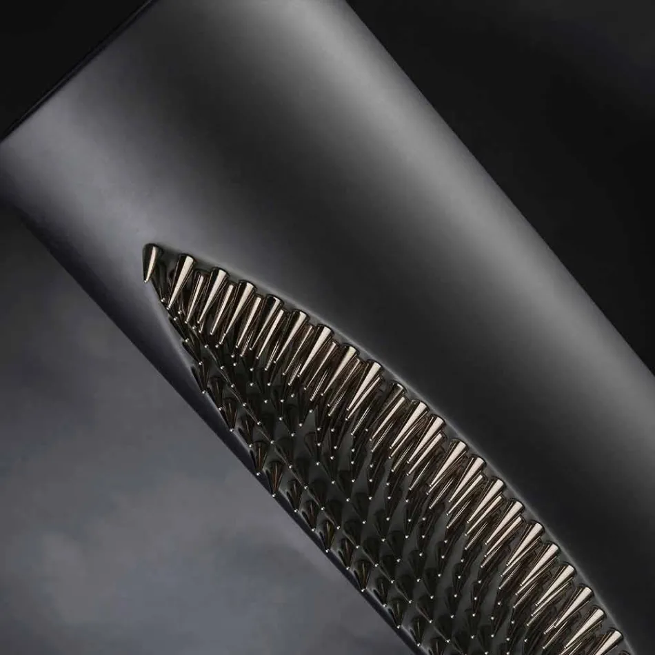 Vaso alto para interior em cerâmica preta mate e aço fabricado na Itália - Jesolo Viadurini