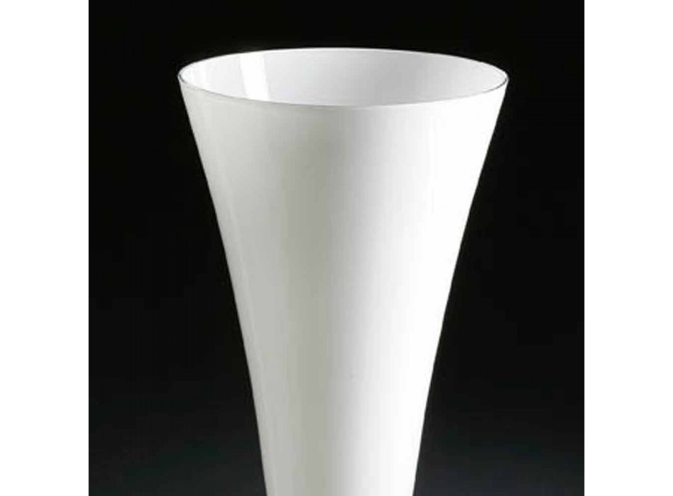 Vaso alto para interior em vidro branco e transparente feito na Itália - Clodino Viadurini