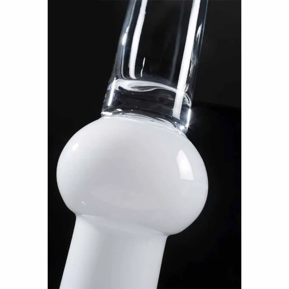 Vaso Alto Interior em Vidro Transparente e Branco Fabricado na Itália - Ludovico Viadurini