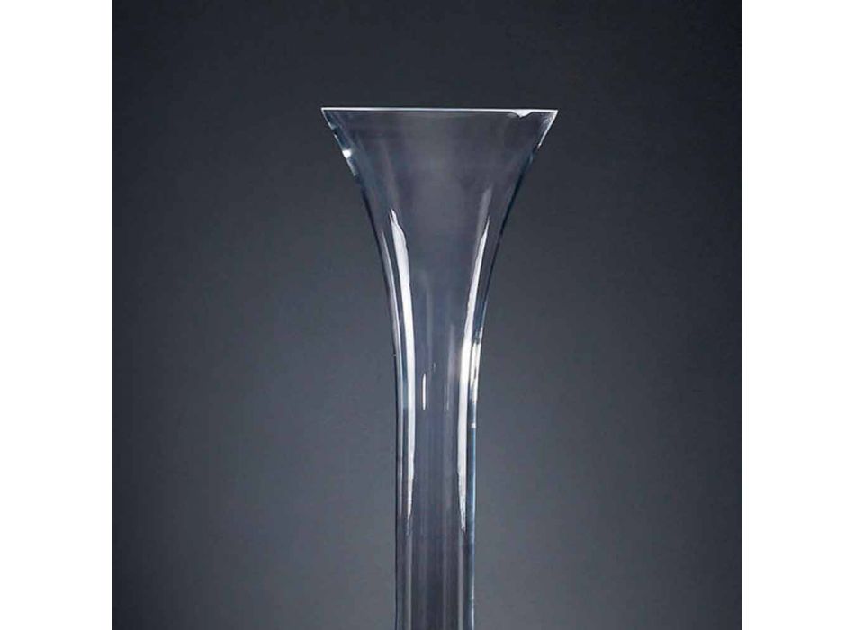 Vaso Alto Interior em Vidro Transparente e Branco Fabricado na Itália - Ludovico Viadurini