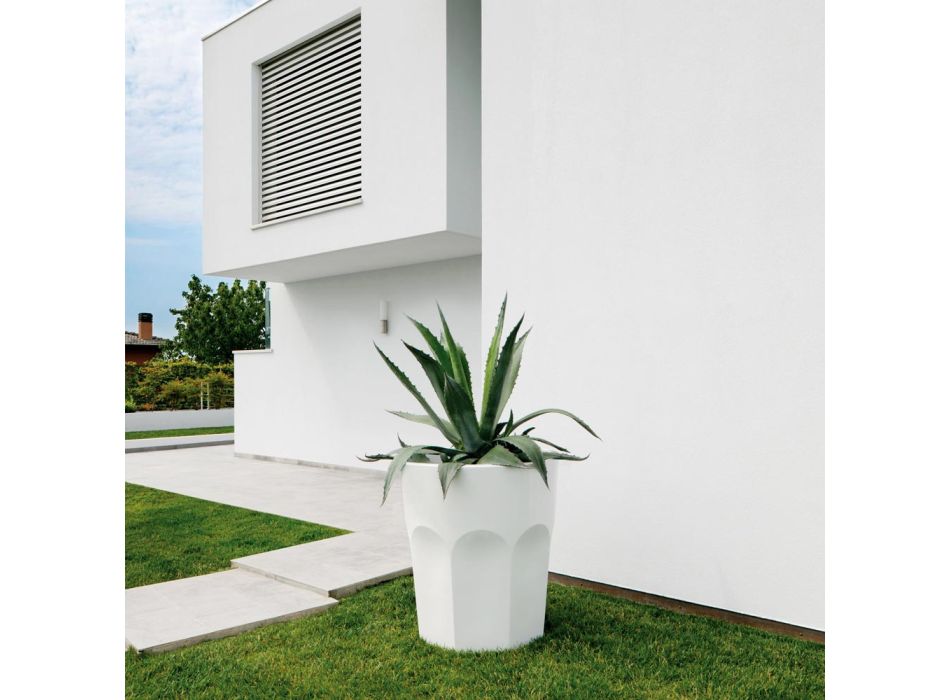 Vaso Decorativo Alto com Formato de Vidro em Polietileno Fabricado na Itália - Pucca Viadurini