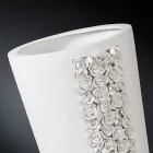 Vaso Alto de Cerâmica Branca com Decoração Feito à Mão na Itália - Calisto Viadurini