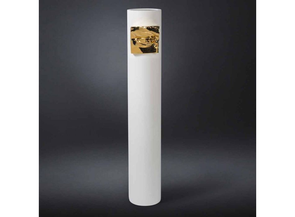 Vaso alto em cerâmica branca com detalhes coloridos made in Italy - Monte Viadurini