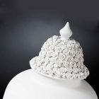 Vaso alto de cerâmica branca com ponta decorada feito à mão na Itália - Verio Viadurini