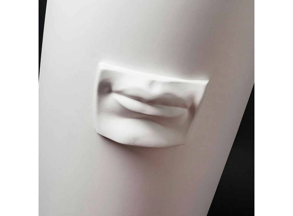 Vaso Alto em Cerâmica Branca Feito à Mão com Decoração Made in Italy - Capuano Viadurini