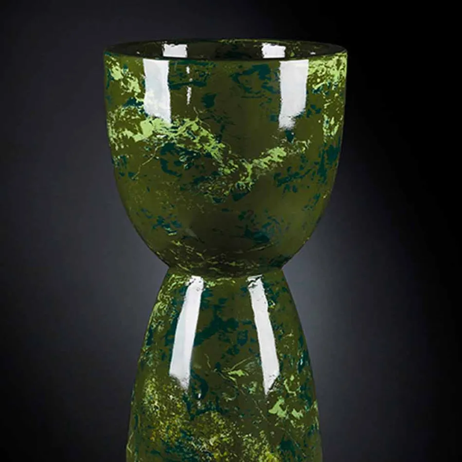 Vaso Alto em Polietileno com Acabamento Mármore ou Briar Fabricado na Itália - Renata Viadurini