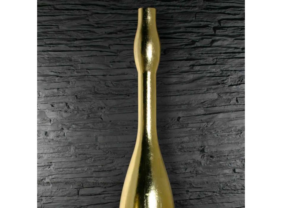 Vaso alto moderno em resina de ouro ou acabamento em folha de prata feito na Itália - quartzo Viadurini