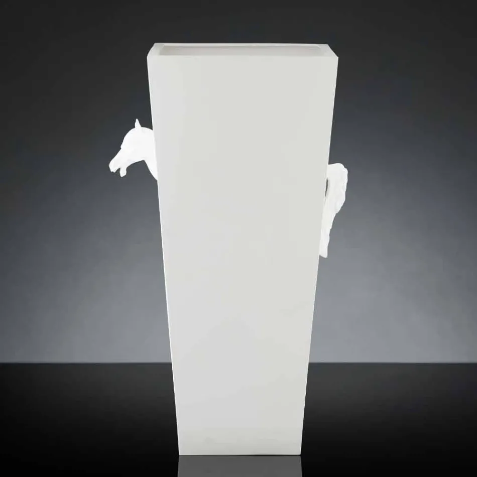 Vaso alto para interior em cerâmica branca feita à mão na Itália - Jacky Viadurini