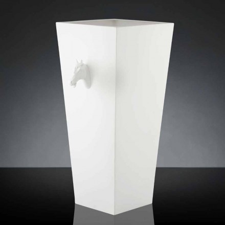 Vaso alto para interior em cerâmica branca feita à mão na Itália - Jacky Viadurini